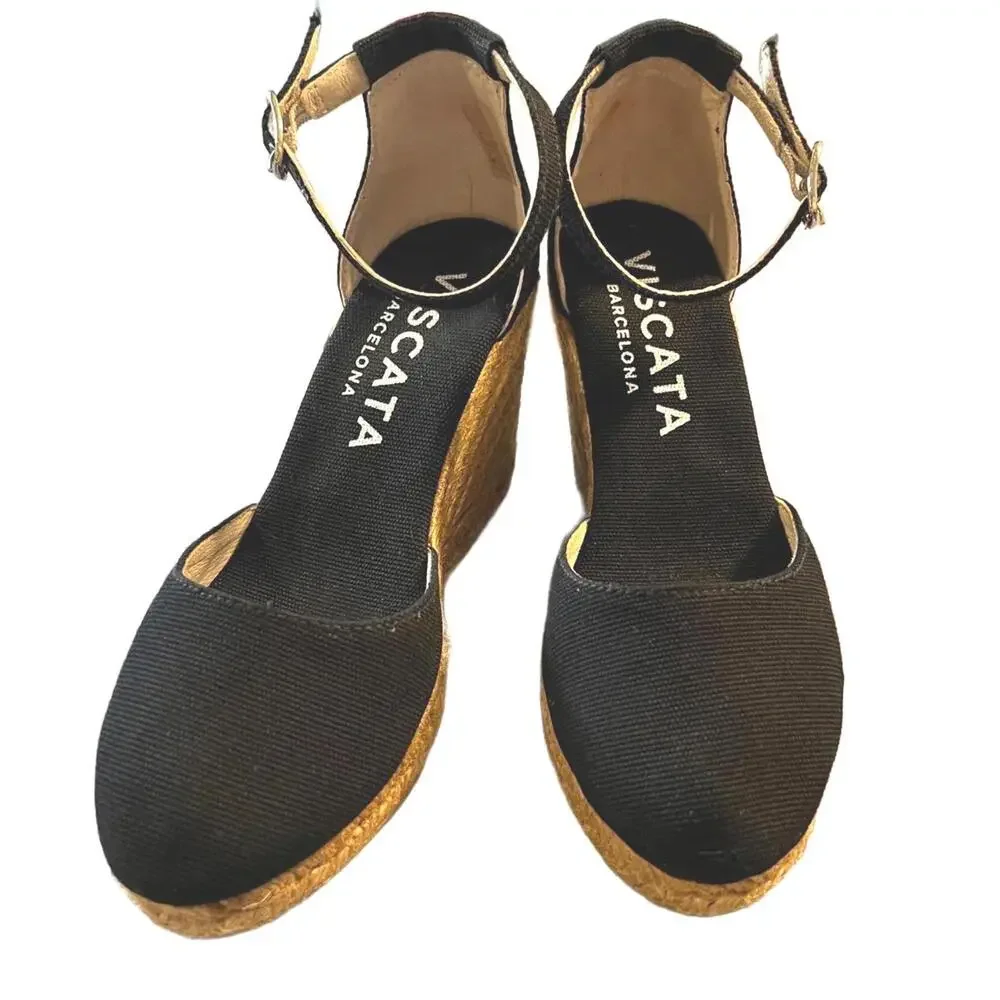 Handcrafted Viscata Barcelona Canvas Wedges|Mediterranean Chic Aesthetic | US 5 - Picture 1 of 7